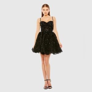 MAC DUGGAL 20641 NWT Beaded Strap Bustier Sequin Mini Dress
